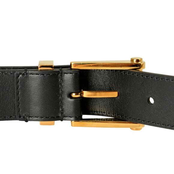 Versace Leather Gold Color Greeca Chain Logo Decorated Belt US 32 IT 80 - Picture 5 of 6